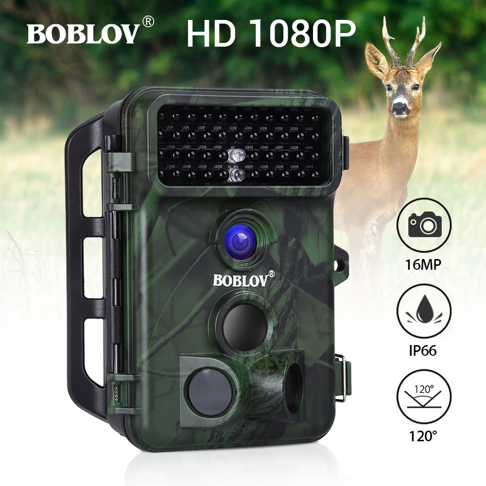 BOBLOV 16MP Trail camera 49 шт. 940nm ИК светодиодный камера для охоты Водонепроницаемая камера для дикой природы ночное видение фото ловушки камера для дикой природы