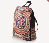 1 piece handmade flower embroidered canvas national trend embroidery ethnic backpack travel bags schoolbags mochila