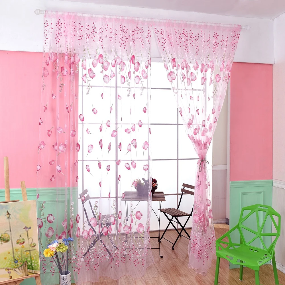 Новая готовая оконная занавеска Тюльпан для гостиной спальни прозрачная ткань