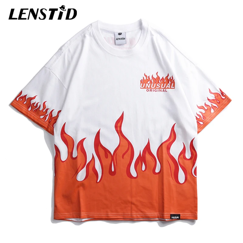 Футболка LENSTID мужская оверсайз в стиле Харадзюку уличная одежда хип хоп с принтом