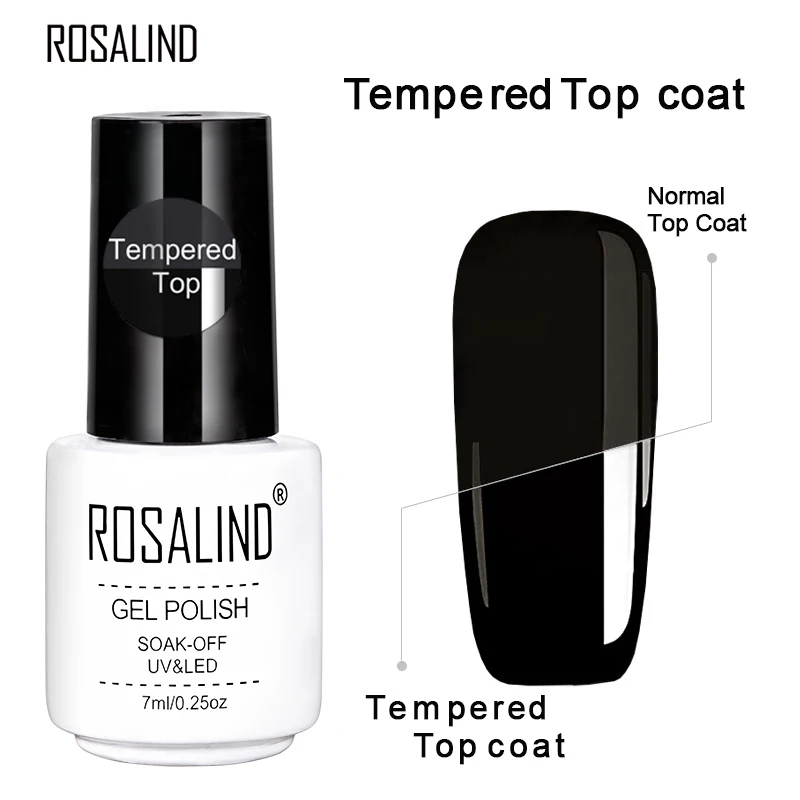 Tempered Top Coat Rosalind гель УФ-гель для ногтей 7 мл гель для нейл-арта мятный зеленый цвет лак УФ-гель лак нужен основа и верхнее покрытие для ногтей маникюр - Цвет: Tempered Top Coat