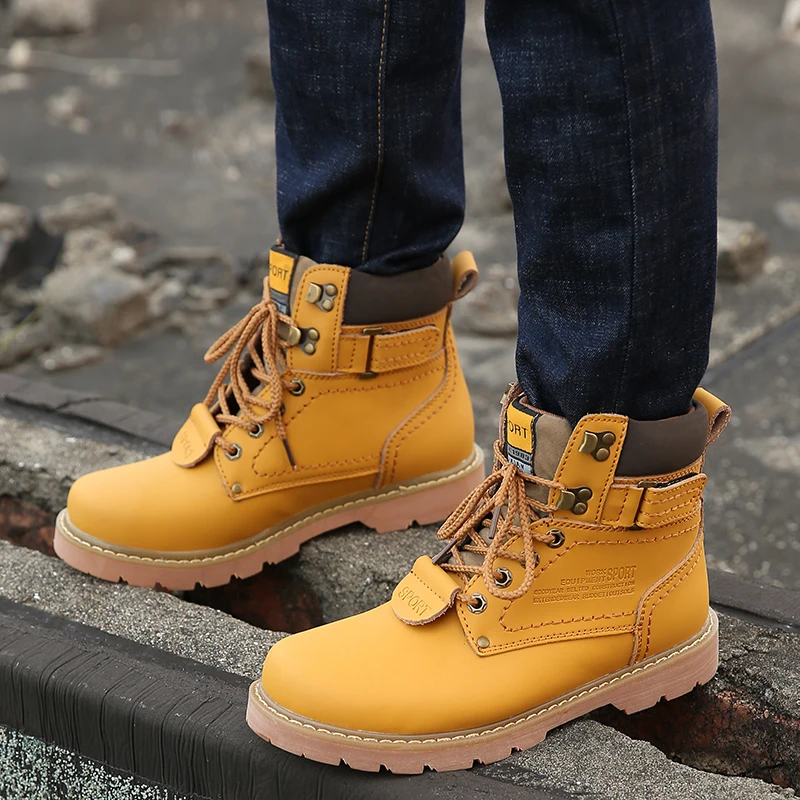 Мужские ботильоны из спилка JUNJARM черные ботинки для работы теплая зимняя обувь 2019