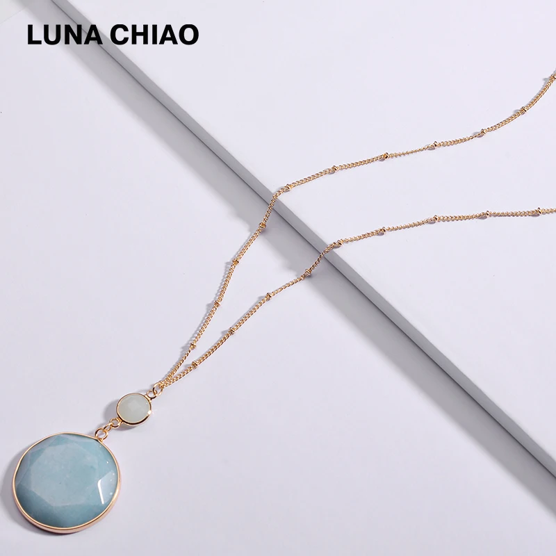 LUNA CHIAO Новое поступление круглый диск натуральный Амазонит лабрадорит камень