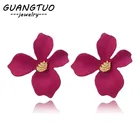 Женские серьги-гвоздики в виде цветка с распылителем краски, корейские милые серьги с неправильными лепестками, подарочные украшения для вечерние, EB842