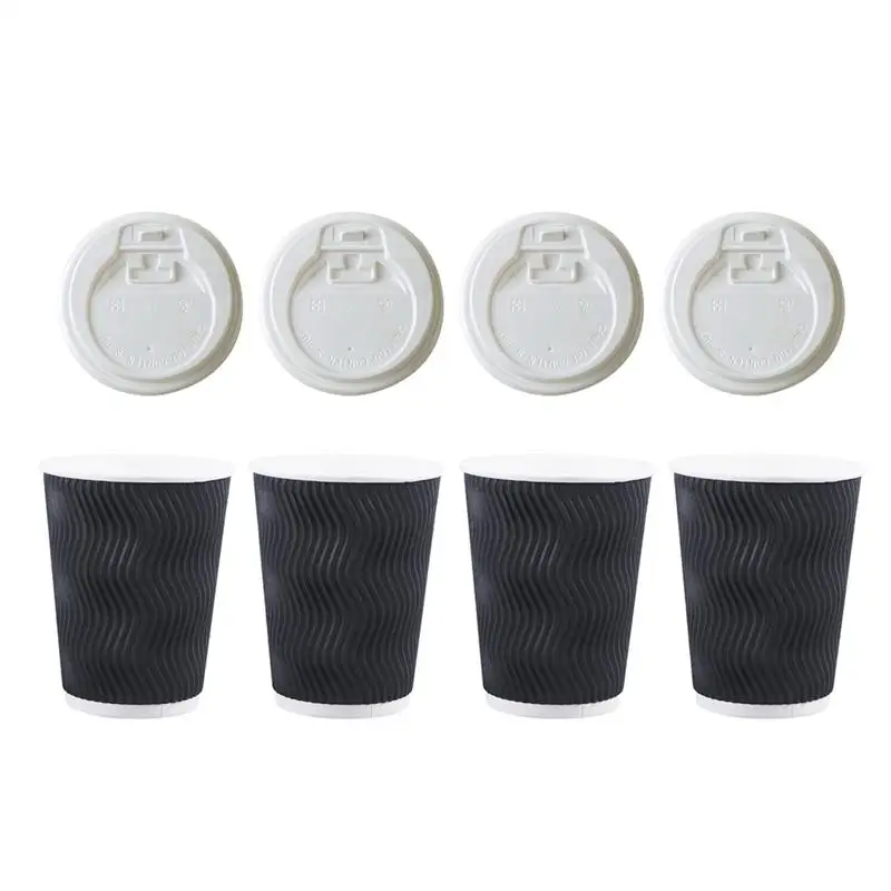 12oz 50pcs 50 шт 20 шт одноразовые кофейные чашки изоляция вынос Резьбовая бумажная чашка с крышкой - Color: 12oz 50pcs