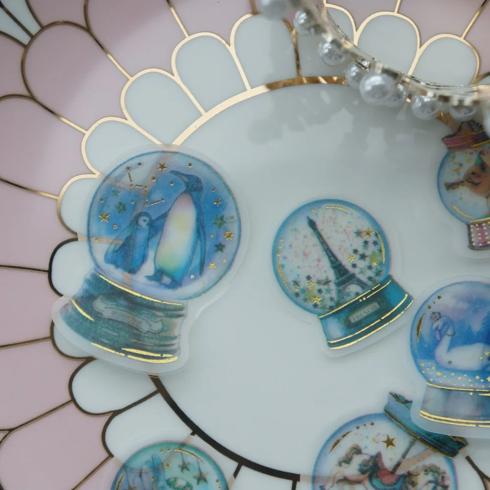30 шт Золотой синий wonderland снежный шар дизайн стикер как подарок украшение