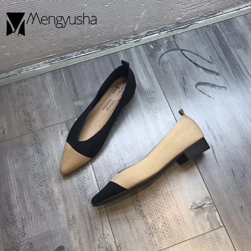 Новая женская обувь Дышащие детские вязаные V разноцветного квадратного/с острым