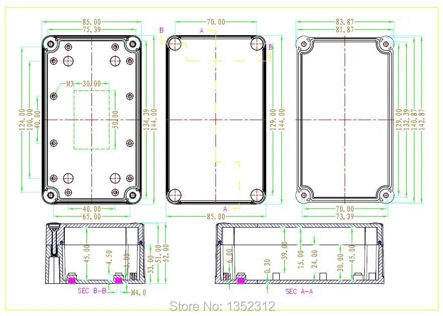 1 шт. водонепроницаемый корпус из АБС пластика 144 х85х51 мм|enclosures for electronics|enclosure