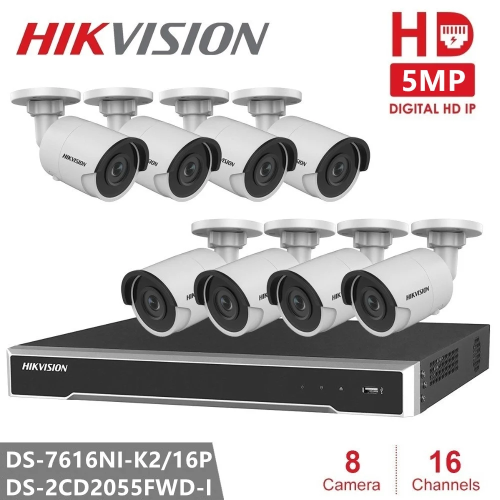 Hikvision наборы ip камер безопасности 16CH 16POE NVR 5MP IP камера DS 2CD2055FWD I ультра низкий свет