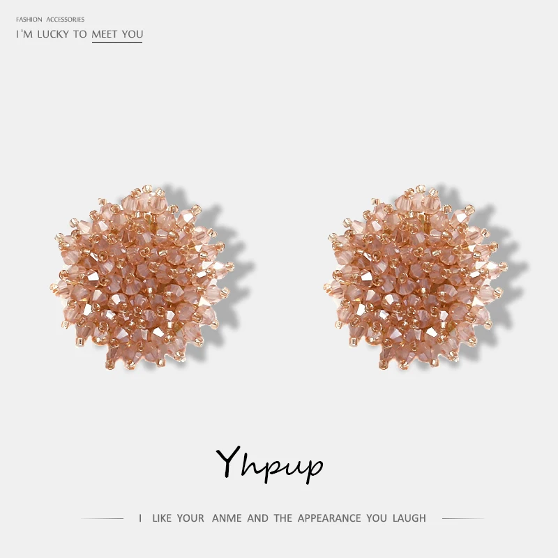 Женские серьги гвоздики с кристаллами Yhpup Простые Модные эффектные