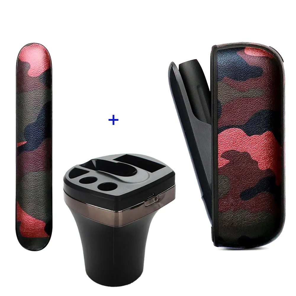 Кожаный чехол JINXINGCHENG и зарядное устройство для Iqos 3,0, Боковая Сумка, держатель, чехол-держатель для автомобиля с зарядкой - Цвет: Черный