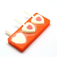 1 set ice cream tools 3 cavity heart shaped ice pop molds soft popsicle molds ice cream makers with lid silicone mold