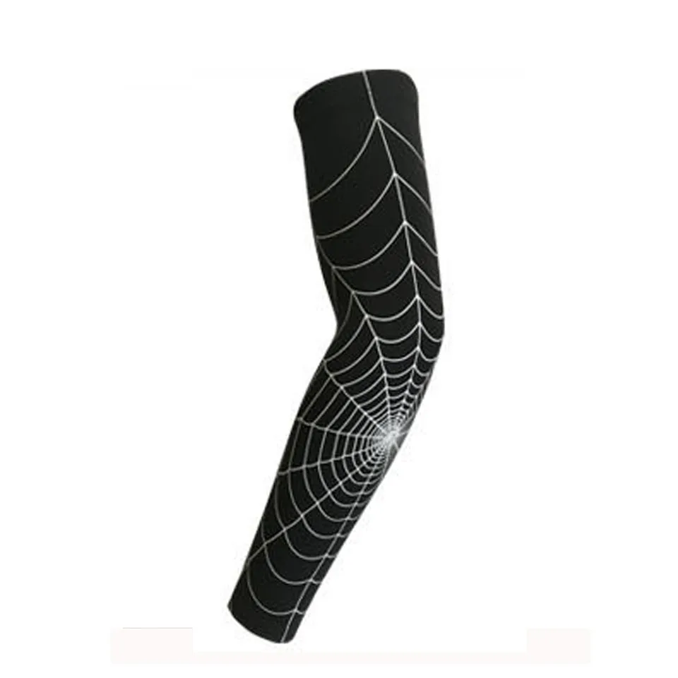 Black with White Cobweb Бейсбол Велоспорт Бег Спорт рука рукава для защита от солнца спортивная безопасность локоть Protecter Mangas Deportivas Para Brazo - Цвет: Black with White