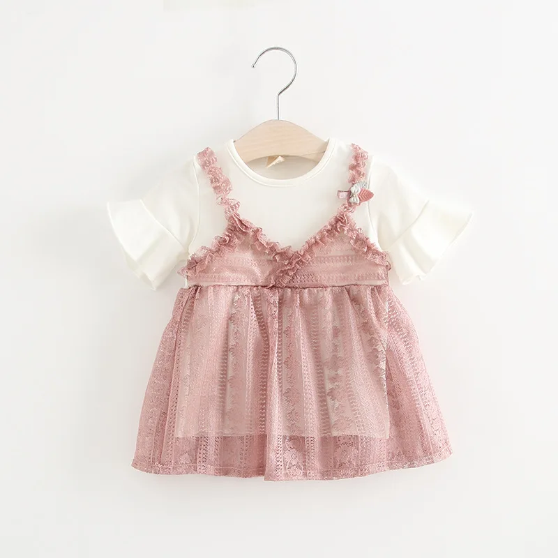 Летние повседневные платья для маленьких девочек Новое Кружевное платье