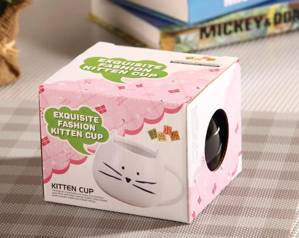400 ml Черный и белый цвета Cat керамические кружки комплект милый кот дизайн кружка для кофе kawaii любителей кошек пару кружек