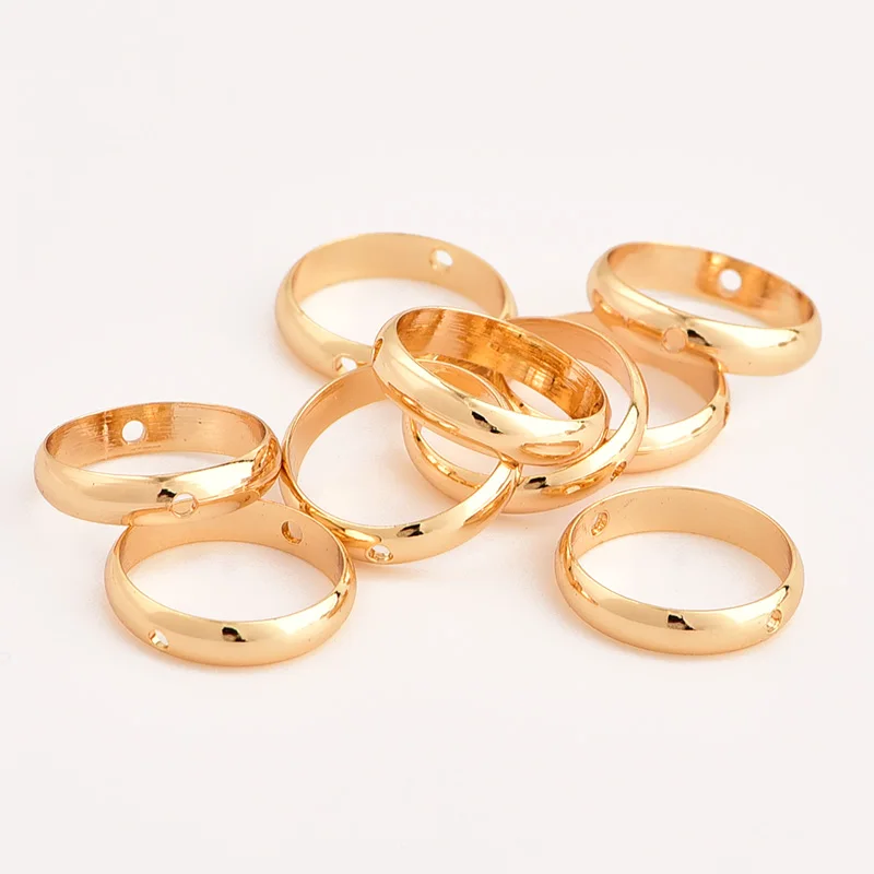 10Pcs 6MM 8MM 10MM Natural Stone Spacer Beads Jewelry Double Hole Circle Ring Needlework Making Connectors Gold DIY Accessories | Украшения