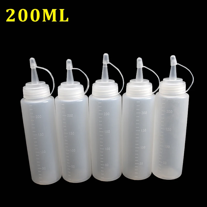 5pcs 200ml 5 шт. аппликатор для клеклеевой бутылки 120 мл/200 мл/350 мл/500 мл пластиковый дозатор для жидкого клея бутылка для бумажного квиллинга ремесло - Цвет: 5pcs 200ml