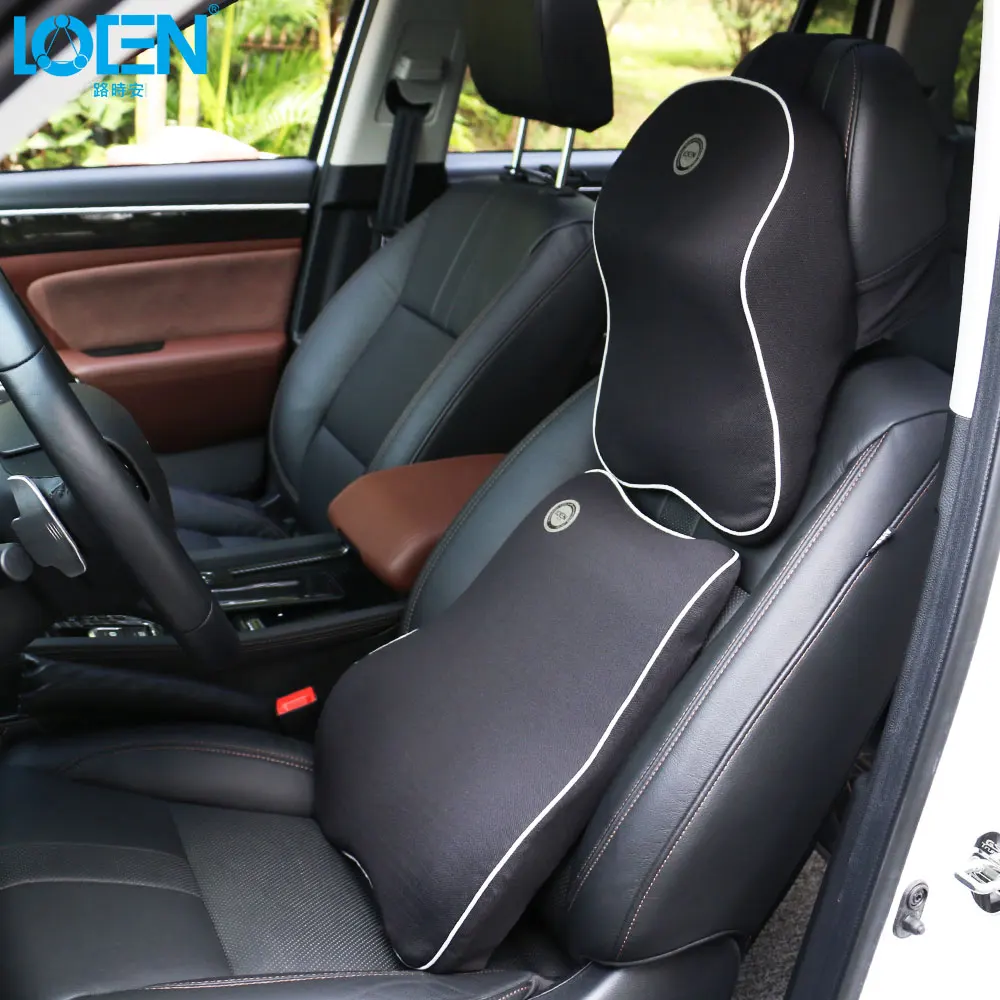 LOEN High Grade Space Memory Foam Car Lumbar Support Pillow Auto Neck Headrest Breathable Flax Cloth | Автомобили и мотоциклы