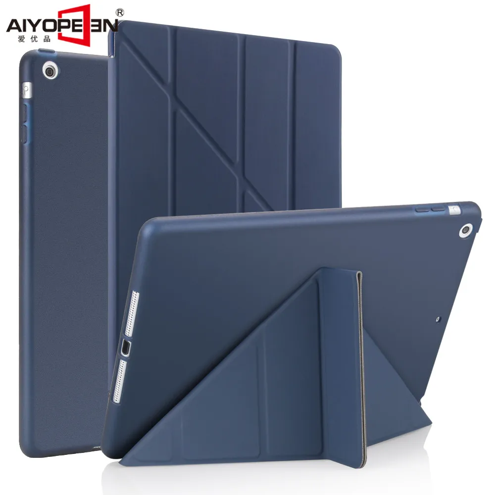 Для ipad 9,7 дюймов AIYOPPEN мягкий из термопластика чехол Smart cover Авто Режим сна/Пробуждение для ipad чехол Многофункциональная подставка держатель - Цвет: Dark Blue