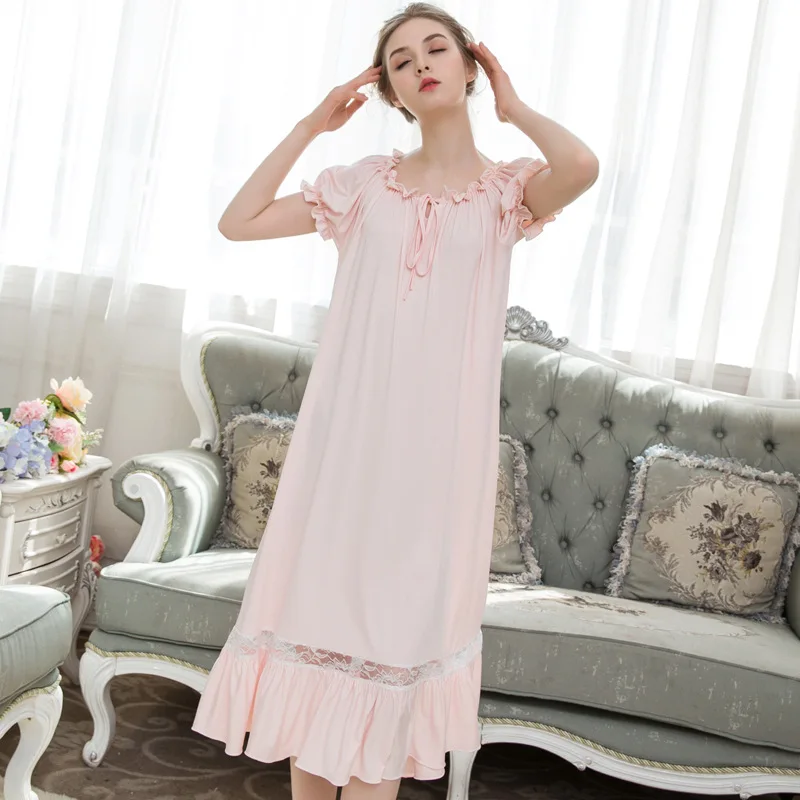 2019 для сна женщин одежда хлопковые кружевные ночные рубашки принцессы милая