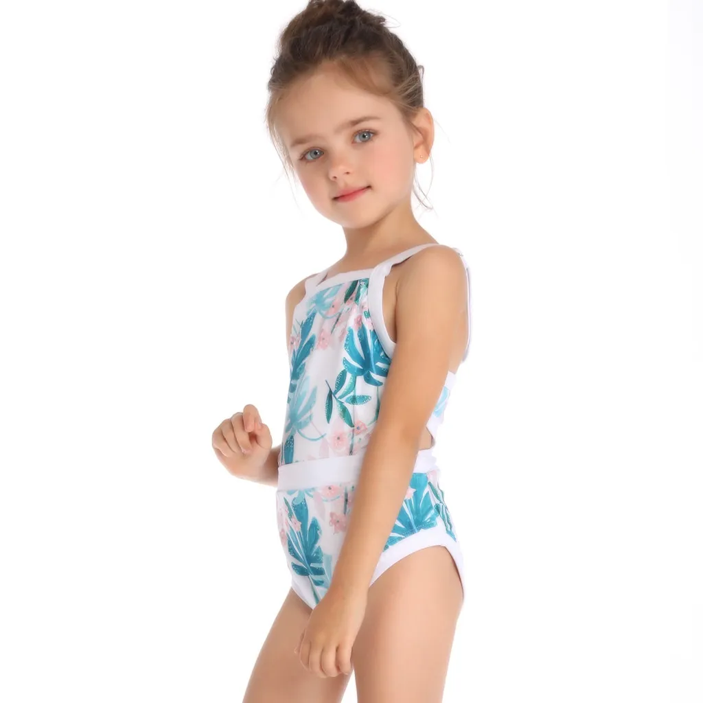 Новинка 2019 Модный Купальник для девочек Цельный купальник с принтом мамы и дочки