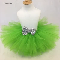 girls green tutu skirt baby tulle pettiskirts with silver sequin bow kids party skirt costume underskirts children ballet tutus