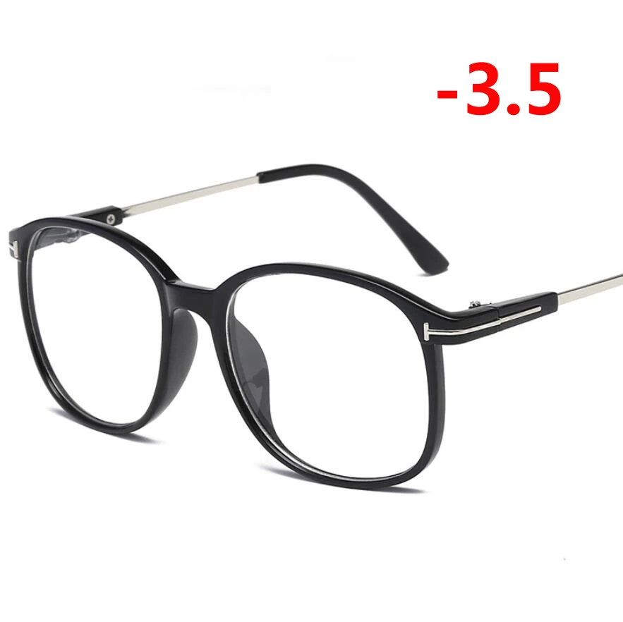 Myopia 350 0,5-1,0-1,5-6,0 анти-синий светильник очки Близорукость ретро прозрачная и черная оправа очки по рецепту для унисекс - Цвет оправы: Myopia 350