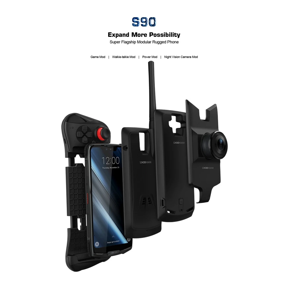 DOOGEE S90 IP68/IP69K Водонепроницаемый 6GB 128GB сотовый телефон ударопрочный 5050mAh 6,18 ''MT6671 16MP камера смартфон