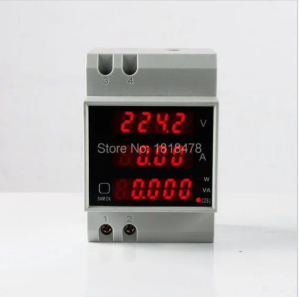 

LED Display Energy Power Meter Ammeter Voltmeter with Active and Reactive Power and Power Factor Din-rail AC 80-300V 0-100A