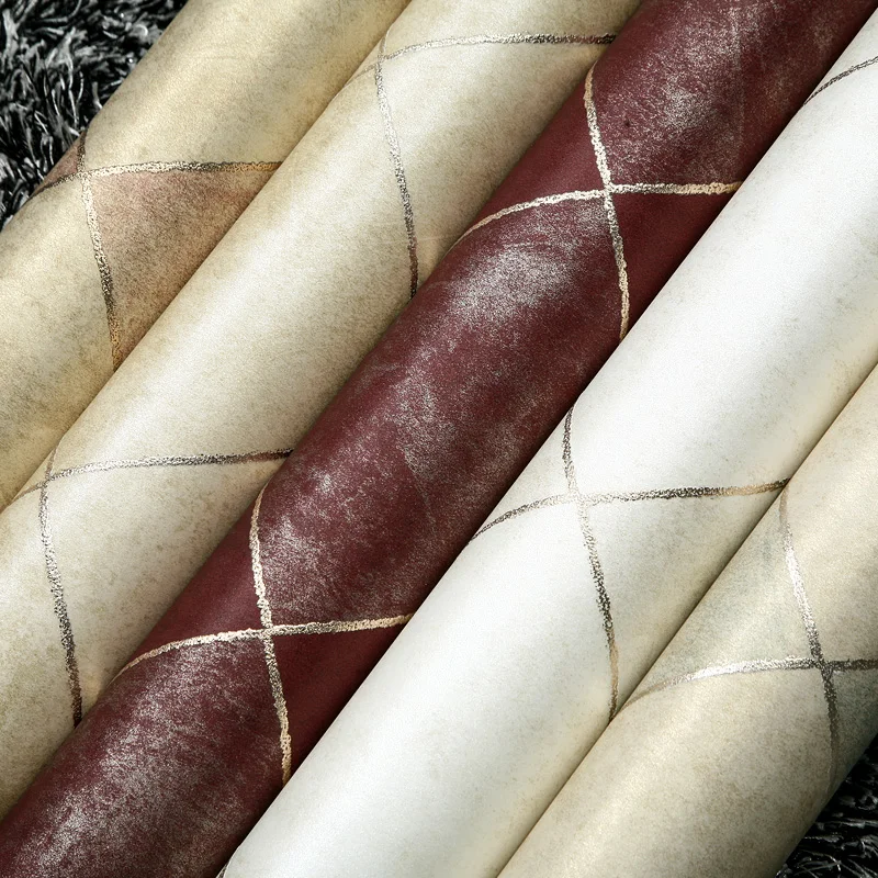 beibehang papel de parede American country bronzing diamond lattice non-woven wallpaper bedroom living room dining backdrop |