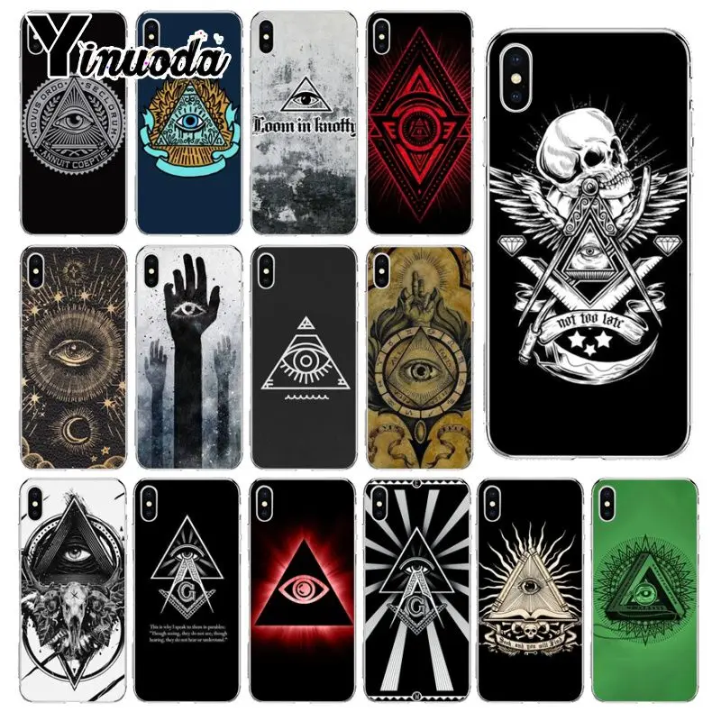 Yinuoda пирамида глаз символ иллюминатов Силиконовый прозрачный чехол для Apple iPhone 8 7 6 6S Plus X XS MAX 5 5S SE XR Обложка на.