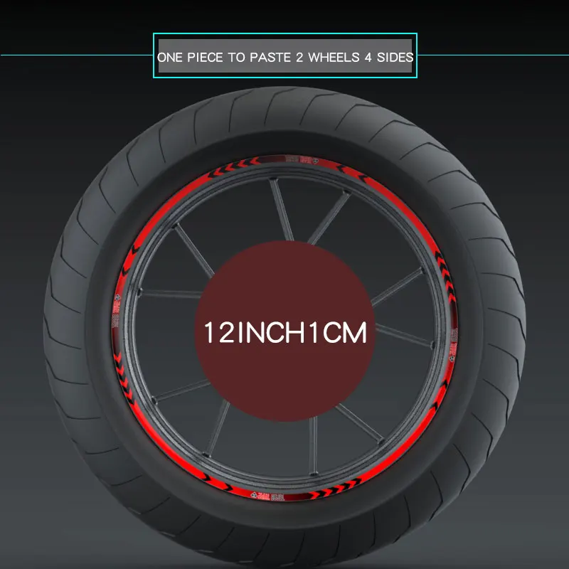 red 12 inch L3 Спортивные часы на мотоцикле шины паста светоотражающие наклейки мотоцикл светоотражающий, для мотокросса колеса 10 дюймов 18 дюймов наклейки на колеса - Цвет: red 12 inch L3