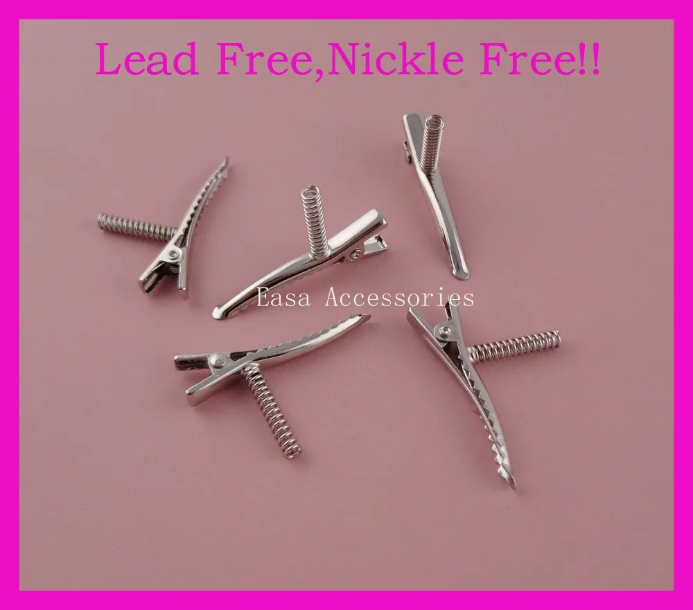 

20PCS Silver 4.5cm 1.75"plain Metal Alligator Clip with 2.0cm spring bar for diy holiday hair accessories Lead free,nickle free