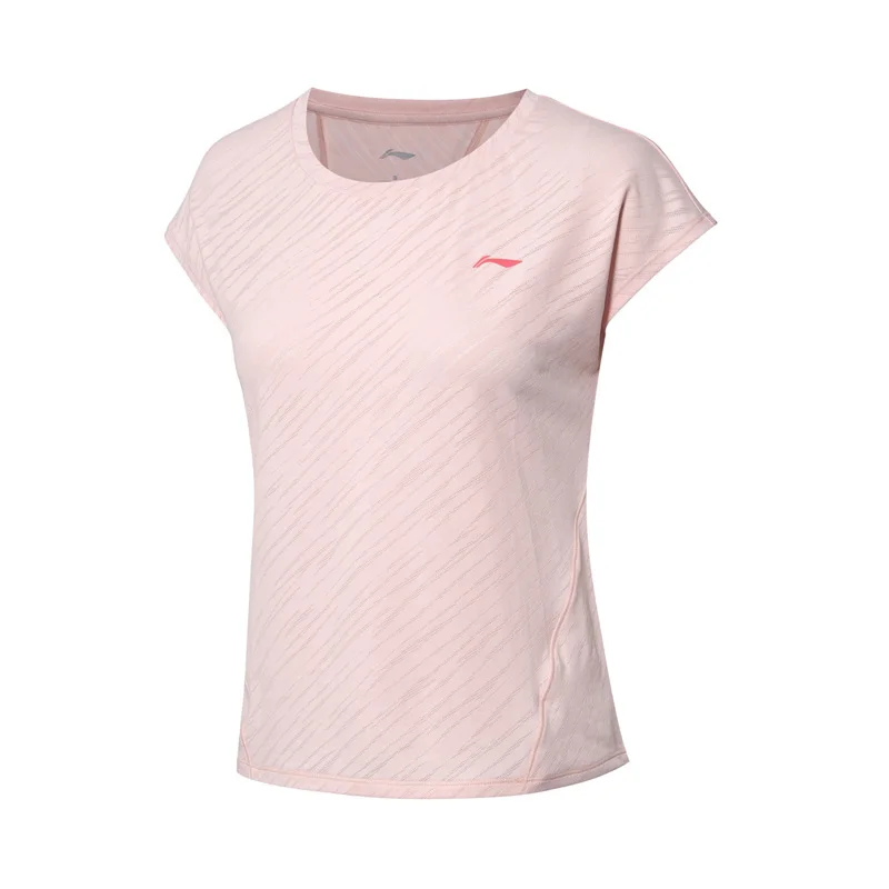 Li-Ning, женские футболки для бега, дышащие, короткий рукав, 91% полиэстер, 9% спандекс, подкладка, Спортивная футболка ATSP194 WTS1511