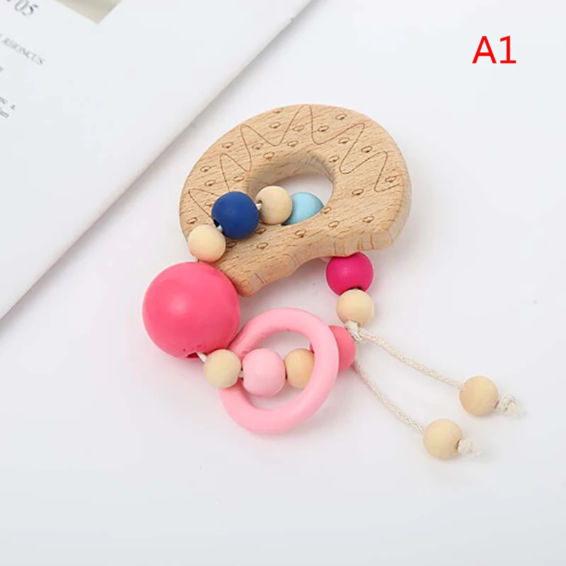 1 Pcs Teether Montessori Bracelets Baby Nursing Wooden Crochet Chew Beads Teething Wood Rattles Toys | Мать и ребенок