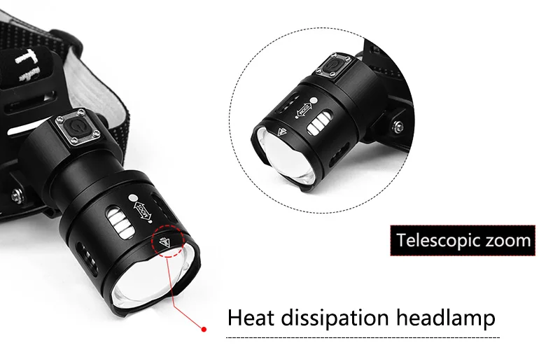 Super bright Head lamp 7000lm XHP70.2 LED Headlamp XHP70 Camping ZOOM headlamp Flashlight Outdoor V6 Torch led USB 18650Battery