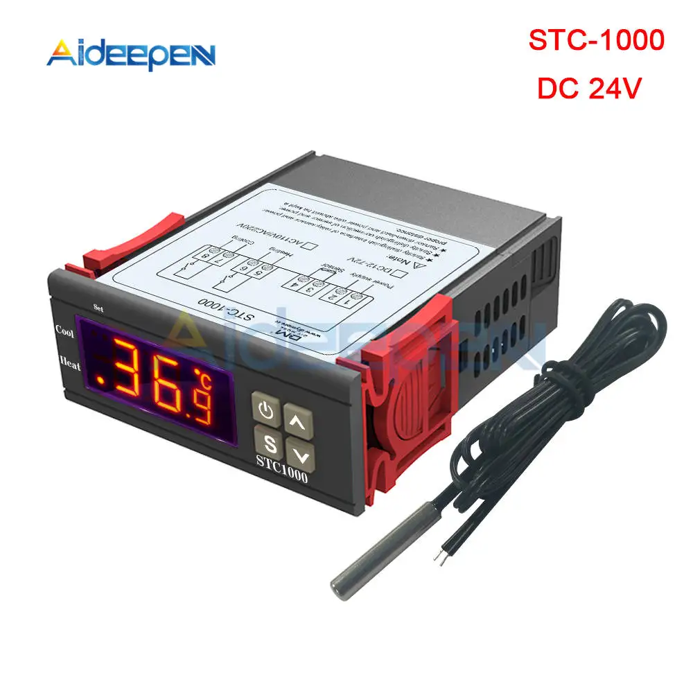 STC-1000 DC 24V STC-3000 STC-1000 STC-100 Температура Управление; 12V 24V 110 V-220 V светодиодный цифровой терморегулятор Термостат Управление+ NTC Сенсор - Цвет: STC-1000 DC 24V