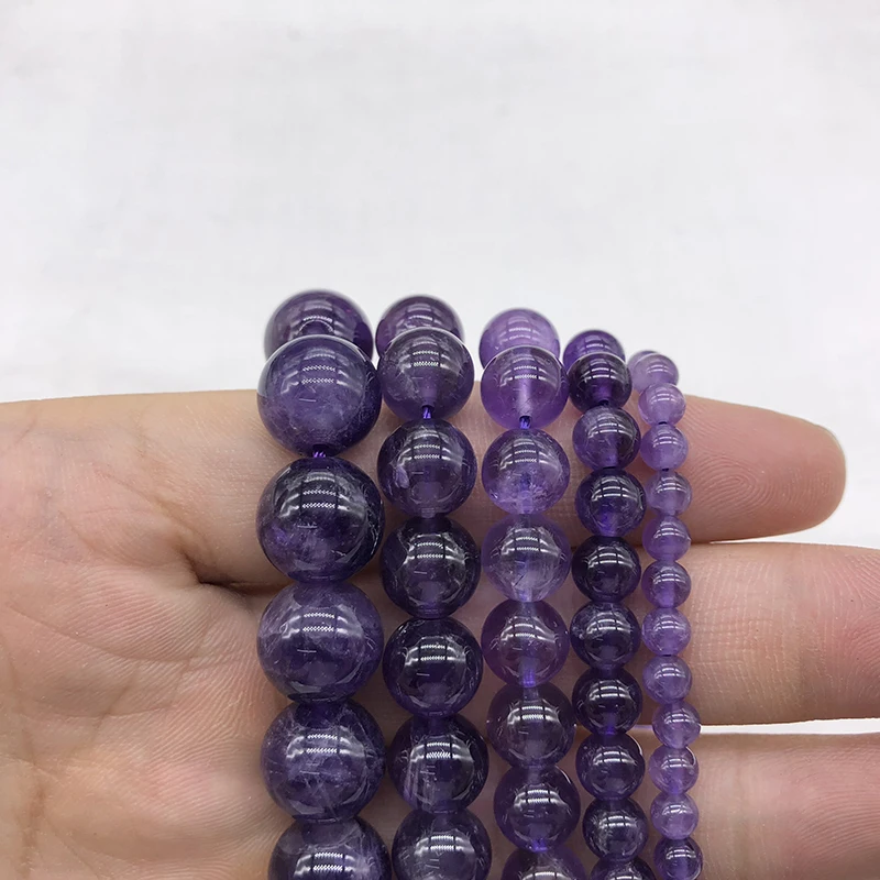 AAAA качественный Натуральный Камень фиолетовый аметисты Круглые свободные бисер