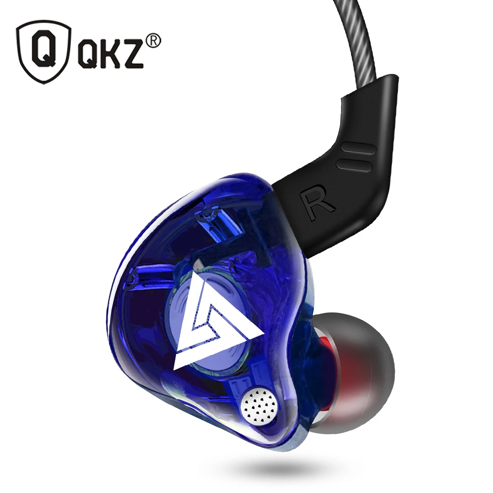 Blue with mic QKZ AK6 ATR HD9 медный драйвер HiFi спортивные музыкальные наушники вкладыши наушники для смартфонов с микрофоном - Цвет: Blue with mic