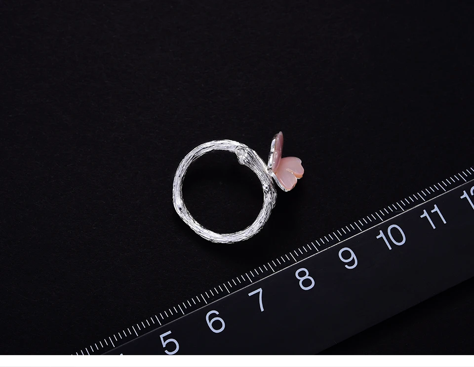 Lotus Fun Настоящее 925 пробы Серебряное натуральное оригинальное дизайнерское ювелирное изделие ручной работы Милая бабочка на ветке женские Кольца Bijoux
