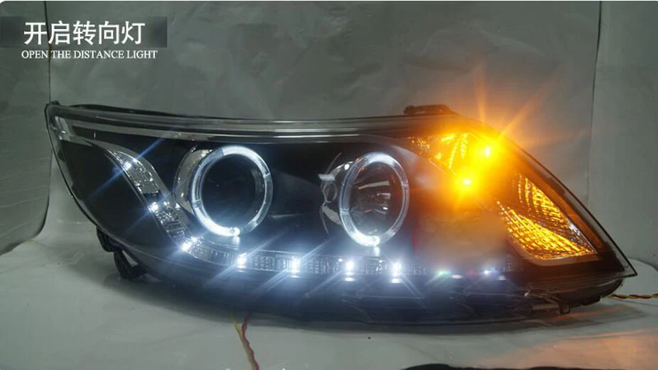 2шт Автомобильный головной светильник для KIA K2 2011~ /~ светодиодные фары DRL ходовой светильник s биксеноновые фары Противотуманные фары с ангельскими глазками авто