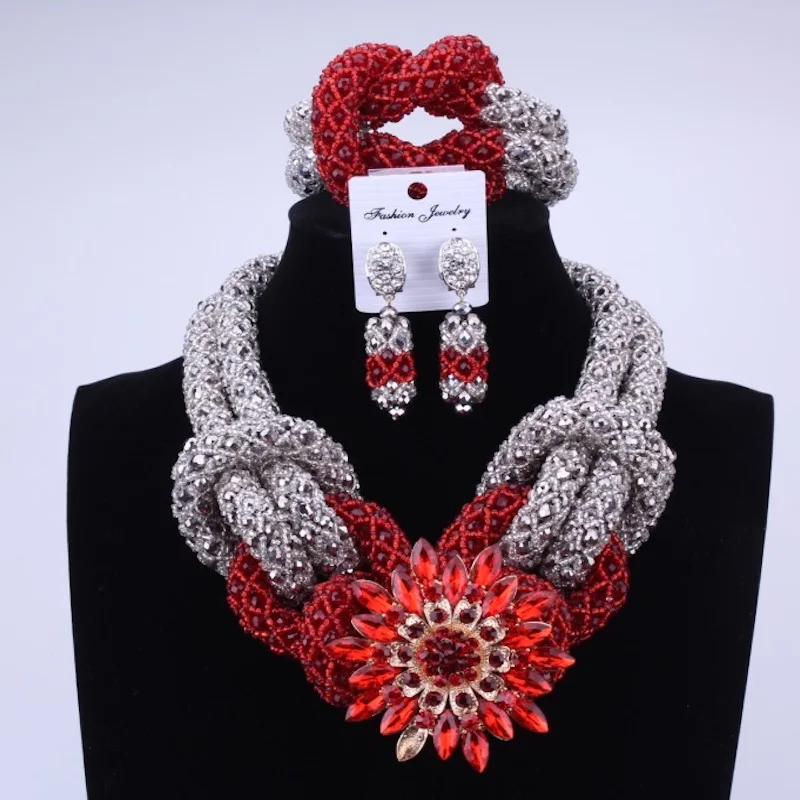 Новые африканские Дубай ювелирные наборы для невест Для женщин серебристый