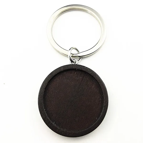 25mm 10pc Dark Brown 12 шт. подходит 20 мм круглый кабошон черного дерева burlywood брелок базовые настройки пустые деревянные лотки для DIY Брелока Для Ключей - Цвет: 25mm 10pc Dark Brown