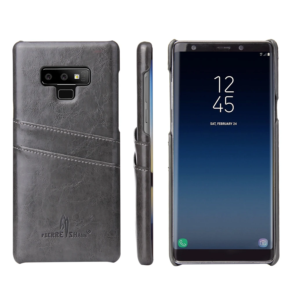 Серый Fierre Shann бренд для samsung Galaxy Note 9 чехол из искусственной кожи телефонные чехлы
