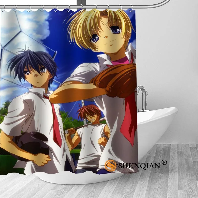 ShunQian пользовательские Clannad Горячая полиэстер ткань печати Душ Шторы 12 крючков