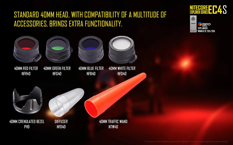 NITECORE EC4S светильник с высоким потоком, наружный светильник с литиевой батареей, светодиодный Мощный светильник, водонепроницаемый светильник-вспышка