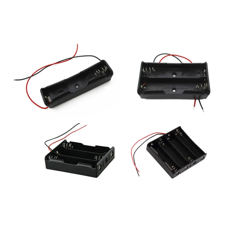 

Black Plastic 1x 2x 3x 4x 18650 Battery Storage Box Case 1 2 3 4 Slot Way DIY Batteries Clip Holder Container With Wire Lead Pin