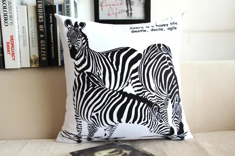 Free shipping black and white zebra Home Furnishing creative gift sofa cushioncar pillow cover soft fitted waist | Дом и сад