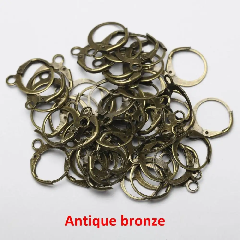 Antique bronze 50 шт. 13x15 мм позолоченные латунные французские Серьги Крючки для ушей проволочные Серьги Установка база DIY аксессуары для изготовления ювелирных изделий - Цвет: Antique bronze