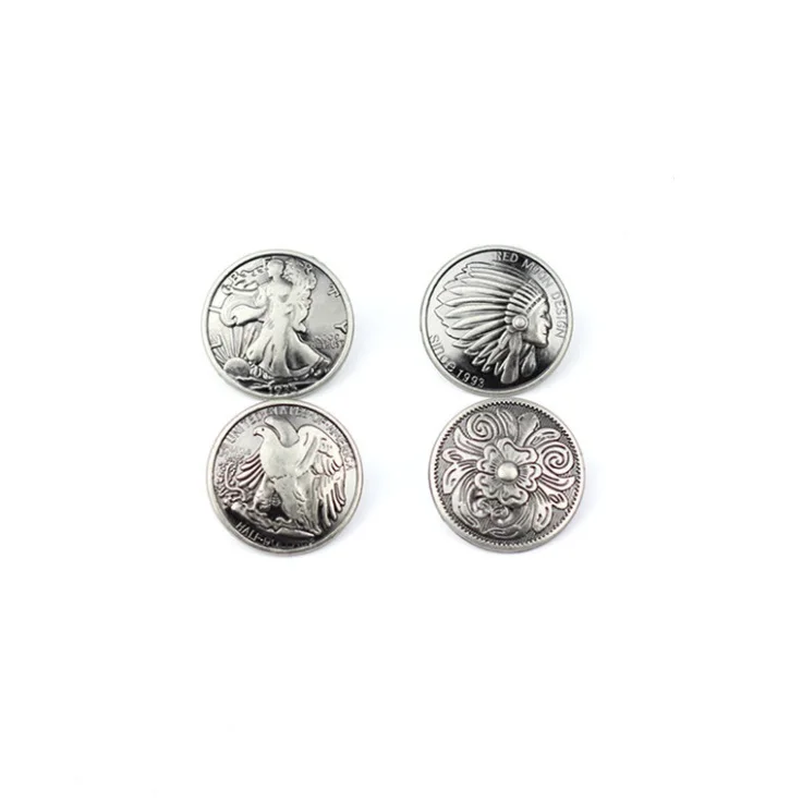 

4 pcs30mm Metal Antique Silver Sewing-on Flower Buttons DIY apparel Hand Craft Accessories Button